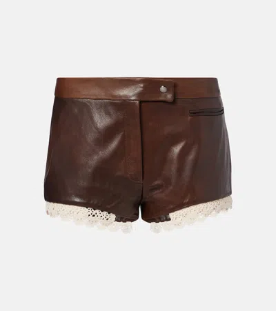 MAGDA BUTRYM CROCHET LEATHER SHORTS