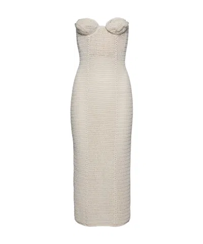 Magda Butrym Crochet Cotton And Linen Blend Midi Dress In White