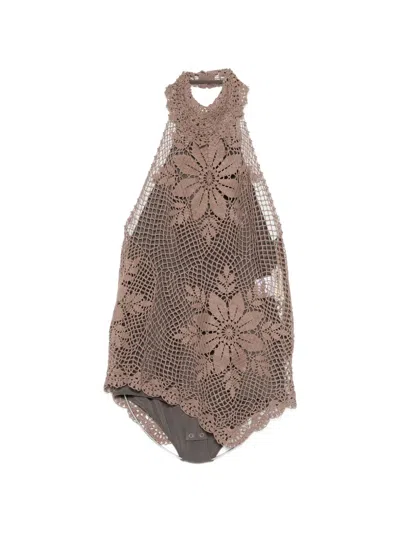 Magda Butrym Crochet Top In Brown