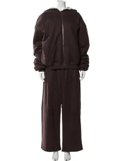 Pre-owned Magda Butrym Crochet Trim Pant Set In Brown