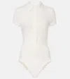 Magda Butrym Crochet-trimmed Cotton-blend Bodysuit In White