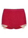 Magda Butrym Crochet-trimmed Knitted Shorts In Red