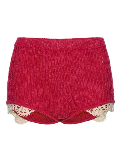 Magda Butrym Crochet-trimmed Knitted Shorts