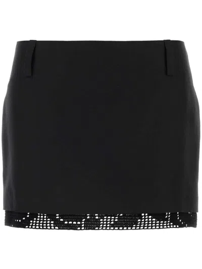 MAGDA BUTRYM CROCHET-TRIMMED SILK MINI SKIRT