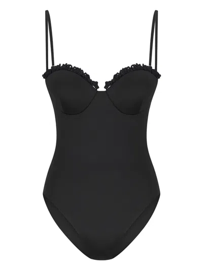 Magda Butrym Crochet-trimmed Swimsuit In Black
