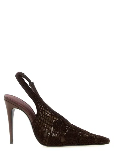 Magda Butrym Crochet Tulle Slingback Shoes With Pointed Toe And Stiletto Heel In Black