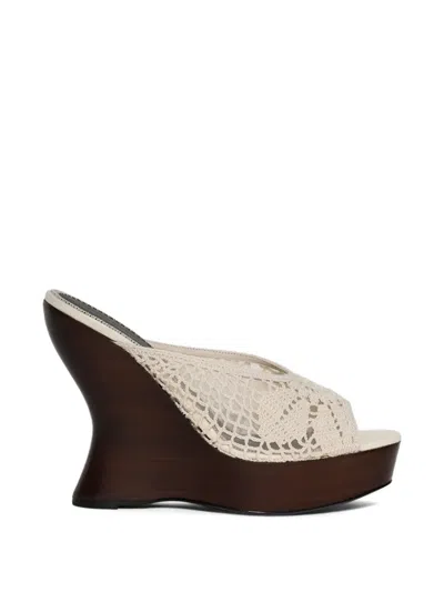 Magda Butrym Crochet Wedge Sandals In Neutral