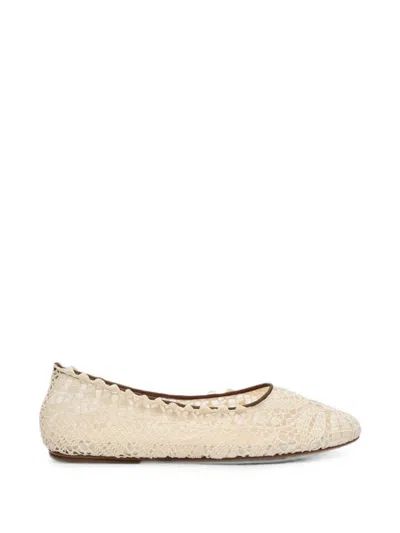 Magda Butrym Crochet-knit Round-toe Ballet Flats In Neutral