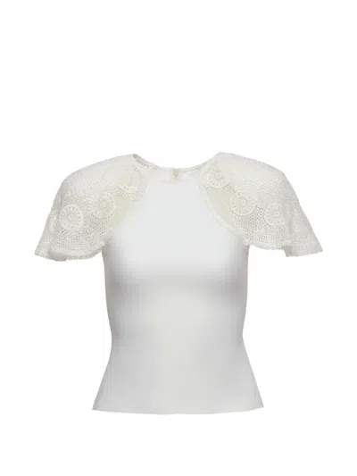 Magda Butrym Crochet-sleeve Flared Blouse In White