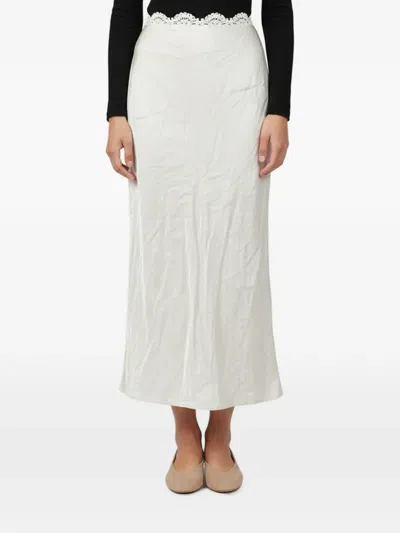 Pre-owned Magda Butrym Crochet-trim Slit Maxi Skirt In Neutrals