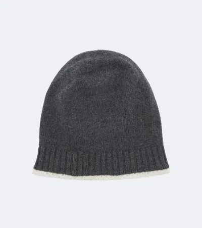 Magda Butrym Crochet-trimmed Cashmere Beanie In Gray