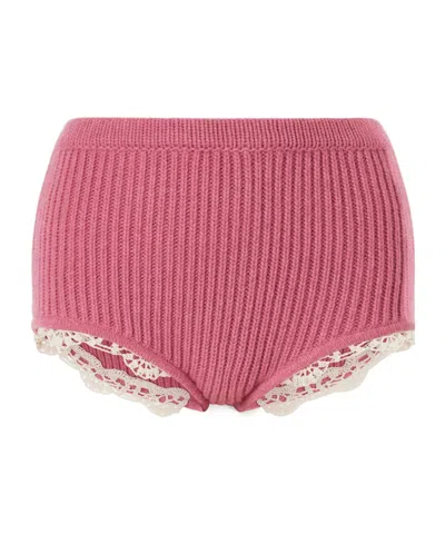 Magda Butrym Crochet-trimmed Knitted Cashmere Shorts In Pink