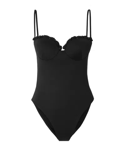 Magda Butrym Crochet-trimmed Underwired Swimsuit In Black