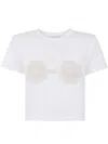 Magda Butrym Cropped Cotton T-shirt With Unique Front Embroidery In White