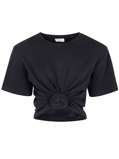 Magda Butrym Knotted Ribbed Black T-shirt