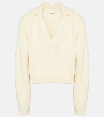 Magda Butrym Cropped Cotton-blend Polo Sweater In White