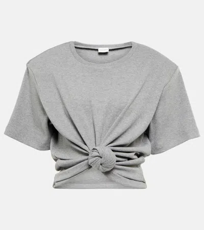 Magda Butrym Cropped Cotton-blend T-shirt In Grey