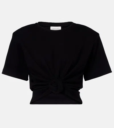 Magda Butrym Gathered Ribbed Cotton-blend T-shirt In Brown
