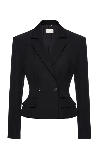 Magda Butrym Cropped Double-breasted Silk Blazer In Black