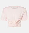 Magda Butrym Cropped Floral-appliqué T-shirt In Pink