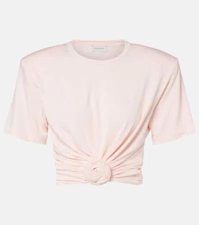 Magda Butrym Cropped Floral-appliqué T-shirt In Pink