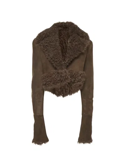 Pre-owned Magda Butrym Cropped Jacket In Brown