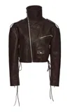 Magda Butrym Cropped Leather Biker Jacket In Brown