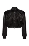 Magda Butrym Cropped Leather Jacket In Black