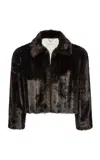 Magda Butrym Cropped Leather Jacket In Brown