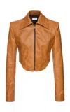 Magda Butrym Cropped Leather Jacket In Brown
