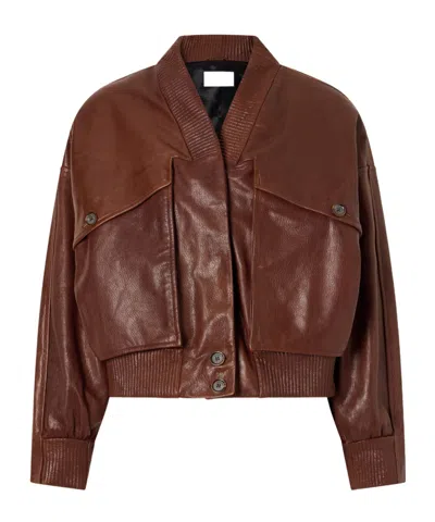 Magda Butrym Cropped Leather Jacket In Red