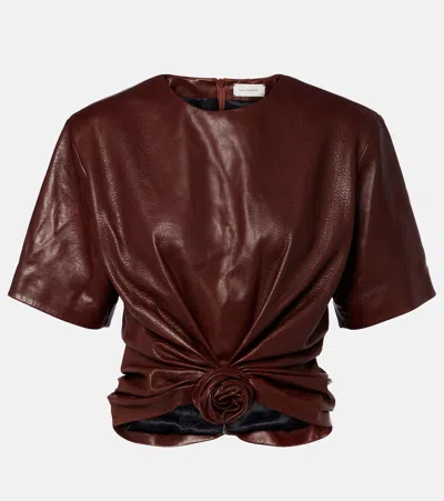 Magda Butrym Chocolate Leather Top In Brown