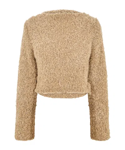 Magda Butrym Cropped Longsleeve Top In Nude