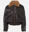 MAGDA BUTRYM CROPPED SHEARLING-TRIMMED LEATHER JACKET