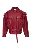 Magda Butrym Cropped-sleeve Leather Jacket In Red