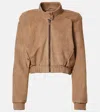 Magda Butrym Cropped Suede Bomber Jacket In Brown