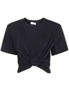 Magda Butrym Twist-front Ribbed Cotton-blend Jersey T-shirt In Black