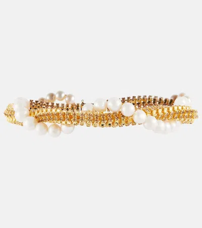 Magda Butrym Faux Pearl Chain Necklace In Metallic