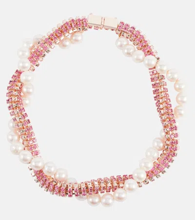 Magda Butrym Crystal-embellished Beaded Necklace In 粉色