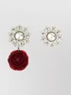 Magda Butrym Crystal Drop Floral Pearl Stud Earrings In Metallic