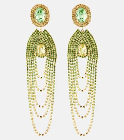 Magda Butrym Crystal-embellished Clip-on Earrings In Green