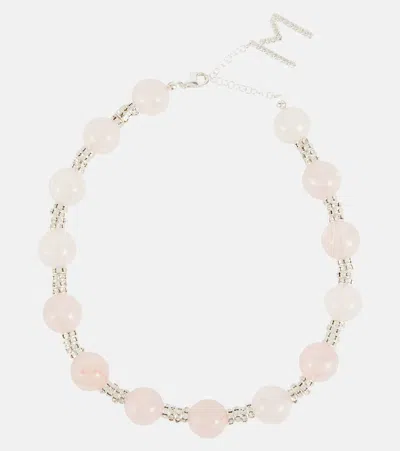 Magda Butrym Rose Quartz Collar Necklace In Cream,crystal