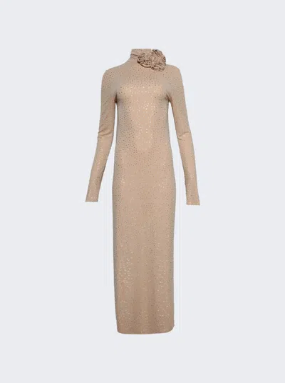 Magda Butrym Crystal Embellished Open-back Gown In Beige