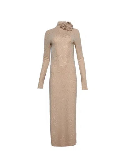 Magda Butrym Crystal Embellished Open-back Gown In Brown