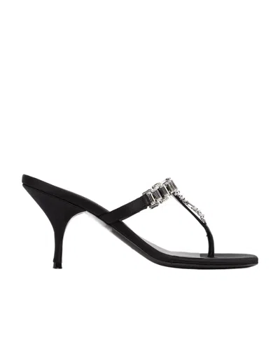 Magda Butrym Black Crystal Thong Heeled Sandals