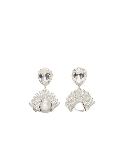 Magda Butrym Crystal Mesh Pearl Earrings In White