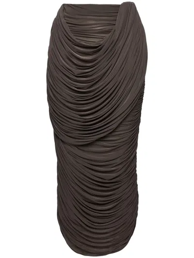Magda Butrym Cupro Midi Skirt In Brown