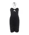 Magda Butrym Ruched Cutout Stretch-jersey Halterneck Mini Dress In Black