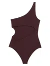 Magda Butrym One Shoulder Cut-out High-leg Swimsuit In 褐色