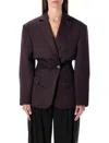 Magda Butrym Db Breast Fitted Blazer Burgundy In Black